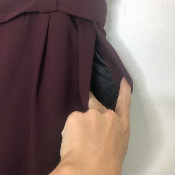 Express Pants Maroon Paperbag Tie Waist Ankle Crop High Rise Work Office 18 Long - Picture 6 of 10